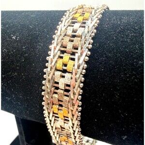 Vintage Milor Sterling Silver 925 Tri-Color Vermeil Italian Riccio Bracelet